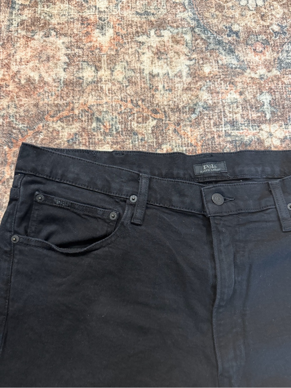 Polo Ralph Lauren Jeans Mens 38x36 Black Denim Straight Leg Five Pocket